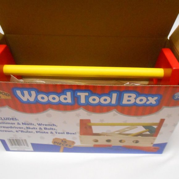 Real Wood Toys Toys New Kids Real Wood Tool Box Kit 6 Pieces